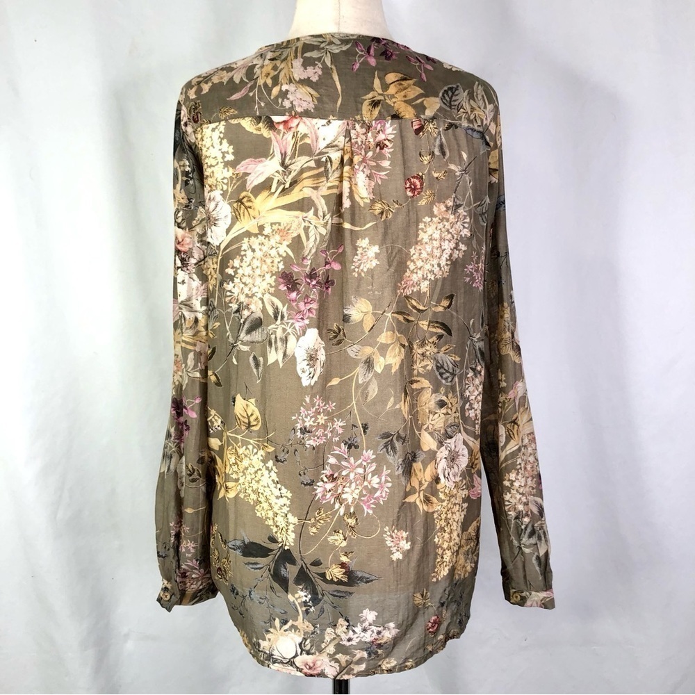Massimo Dutti shirt sheer button down blouse cotton mulberry silk floral 6 - Picture 4 of 12